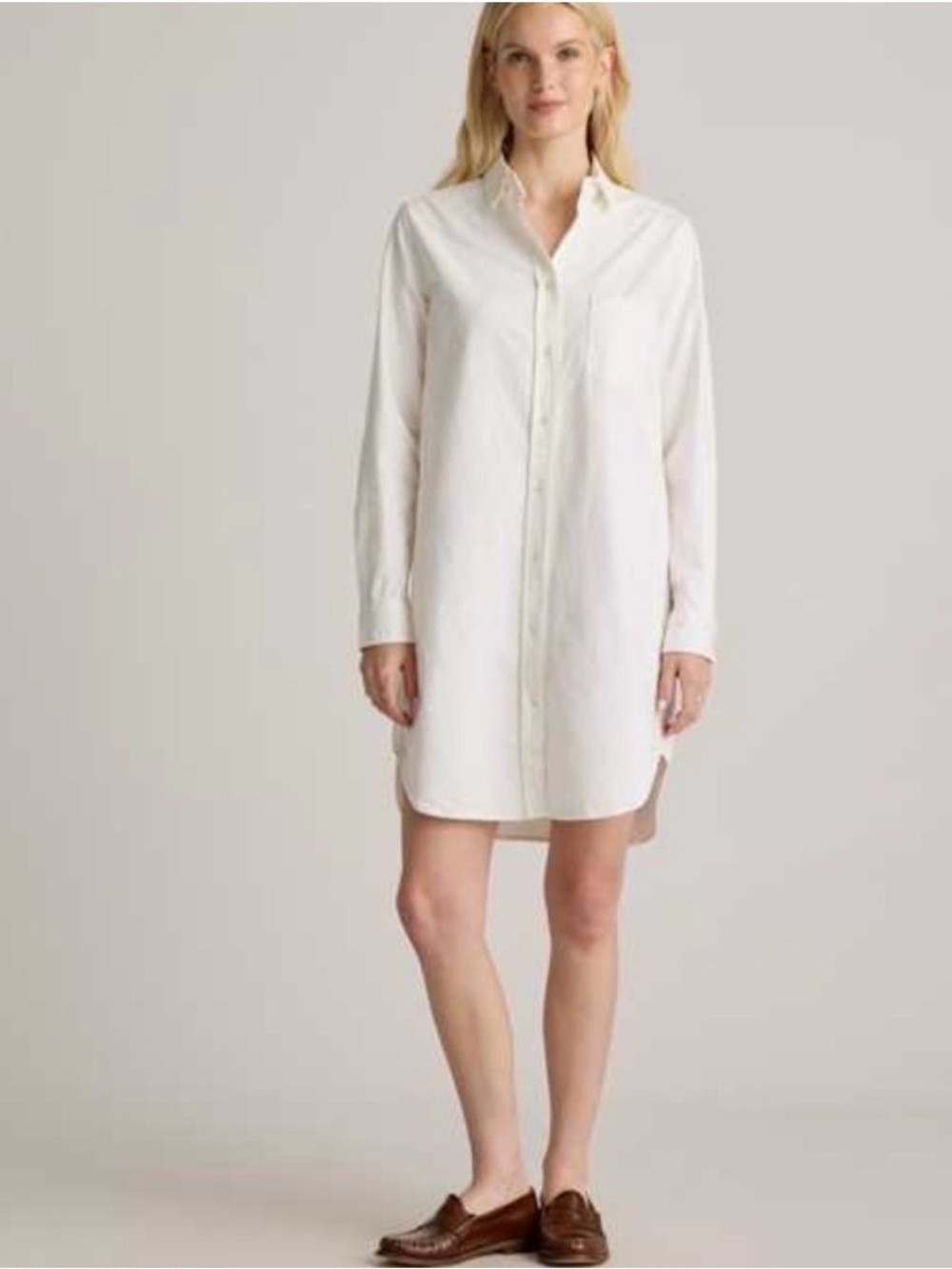 Everlane White Cotton Button-Down Shirtdress